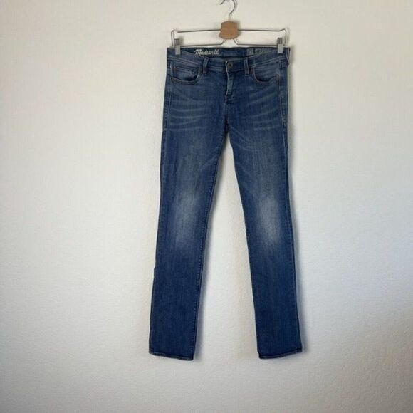 Madewell Low Rise Rail Straight Leg Denim Blue Jeans Women's 26 Dark Wash - Picture 1 of 11